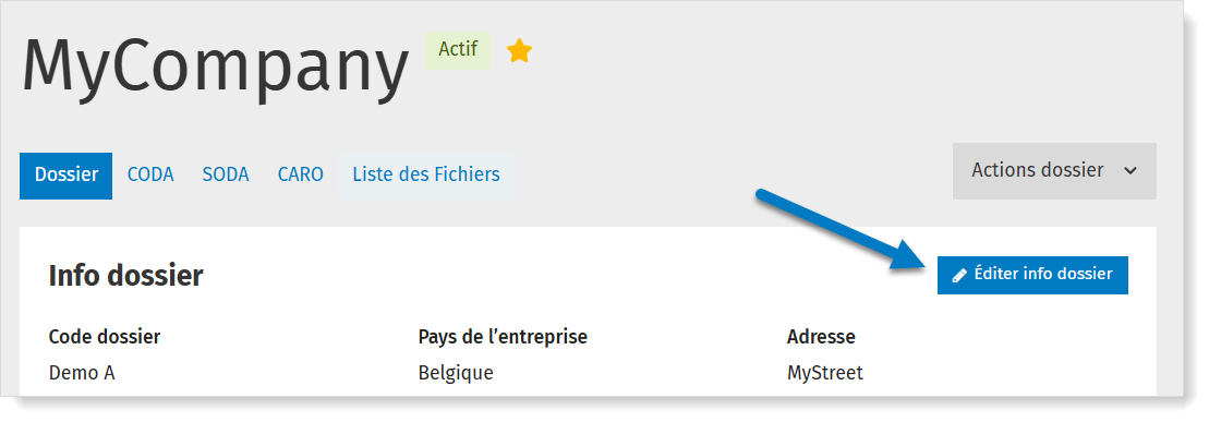 Modifier les infos du dossier dans MyCodabox