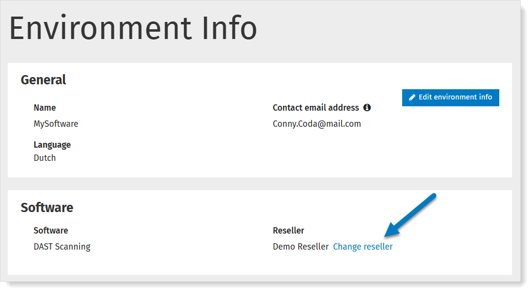Change the reseller of the software