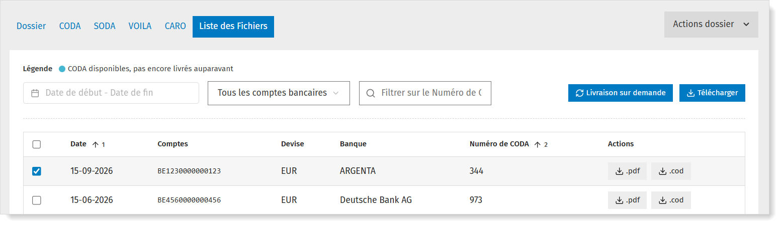 Liste des fichiers : aperçu
