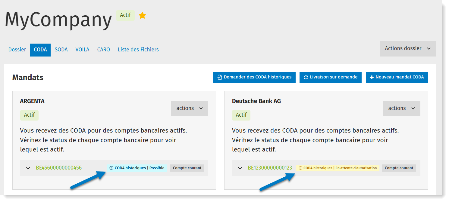 Plus d'infos sur les possibilités des CODA historiques
