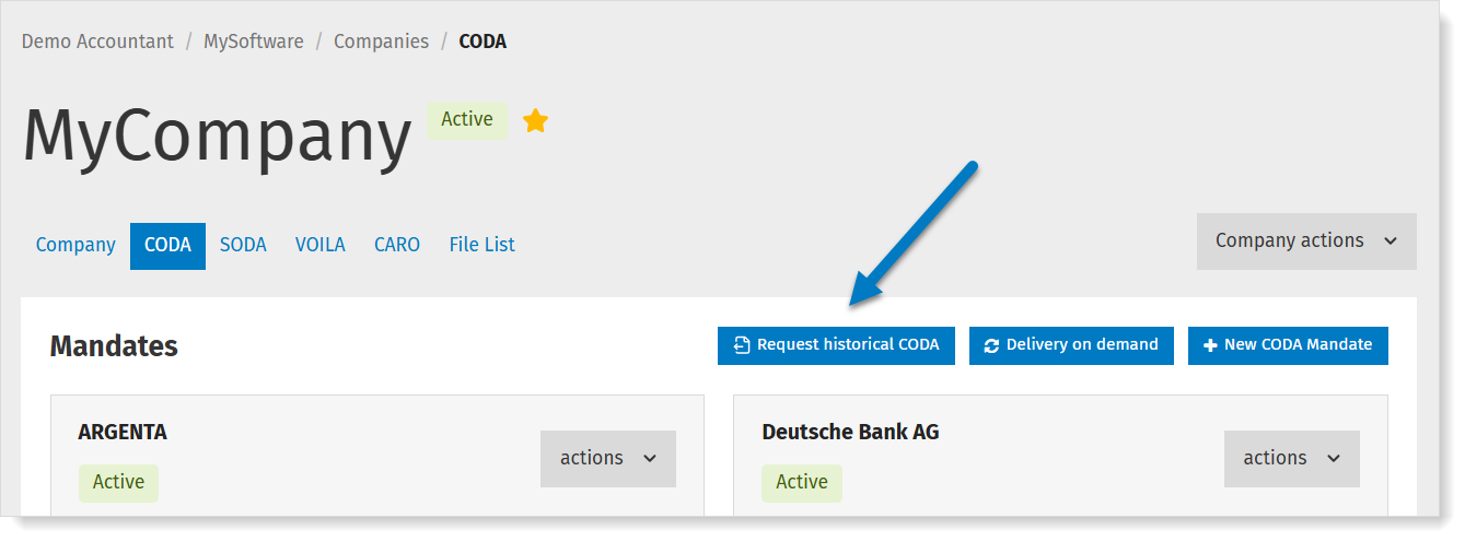 Request Historical CODA in MyCodabox