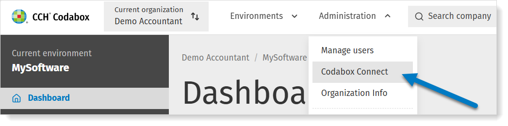Go to CodaBox Connect in MyCodabox