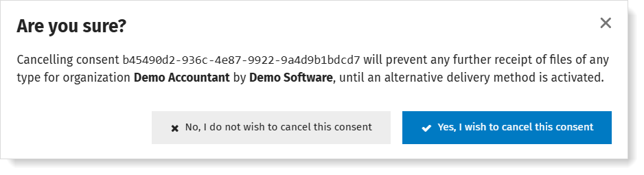 Confirm cancellation of consent
