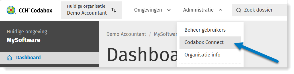 Ga naar Codabox Connect in MyCodabox