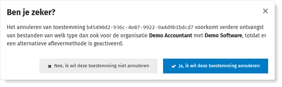 Bevestig annulatie van toestemming