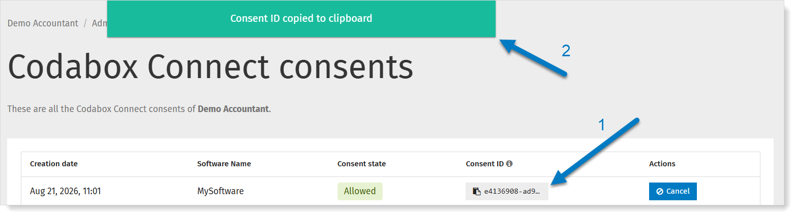 Consent ID copied