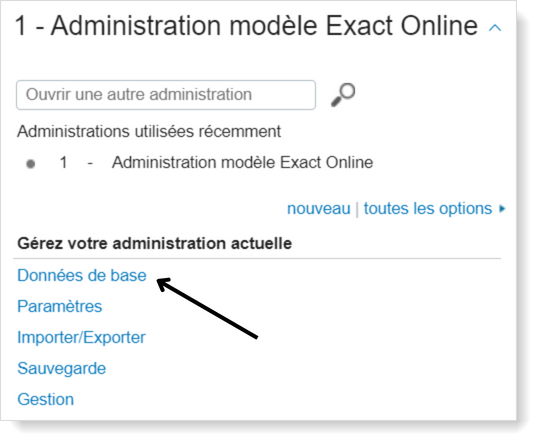 Exact Online - données de base