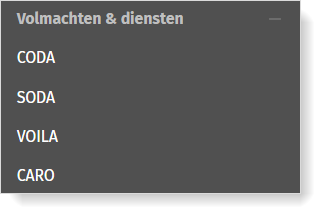 Het menu Volmachten & diensten in MyCodabox