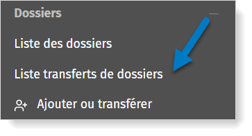 Liste transfers de dossiers dans MyCodabox