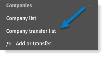 Company transfer list in MyCodabox