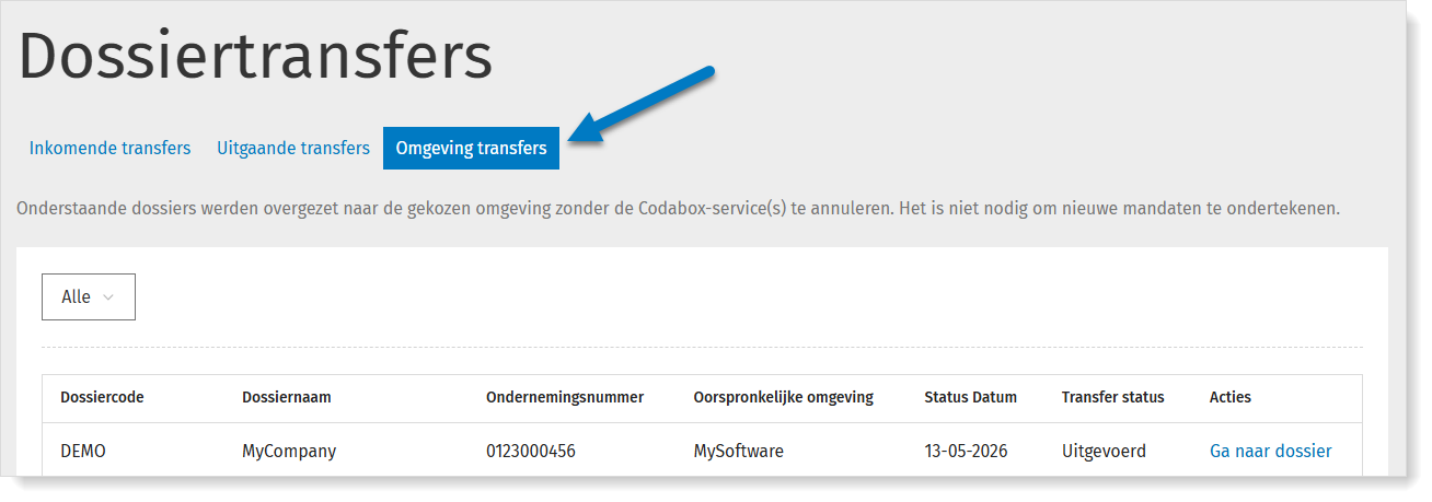 De status van de transfer van een dossier opvolgen via MyCodabox