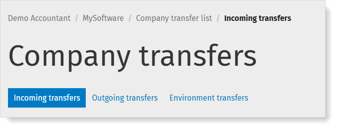 Access the status of the different transfer types available via MyCodabox