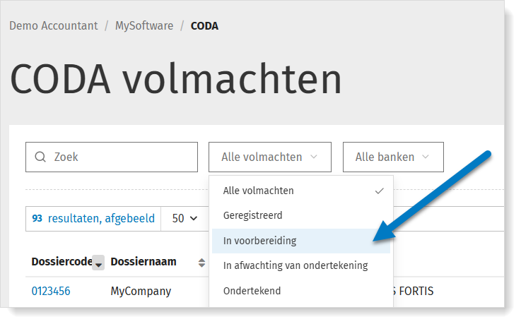 Opvolgen van mandaten via MyCodabox
