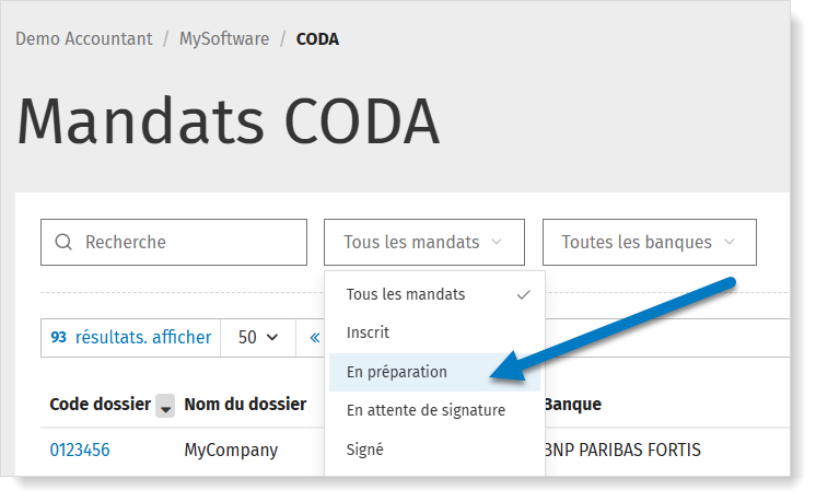 Suivi des mandats dans MyCodaBox