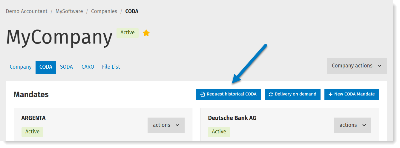Request Historical CODA in MyCodabox