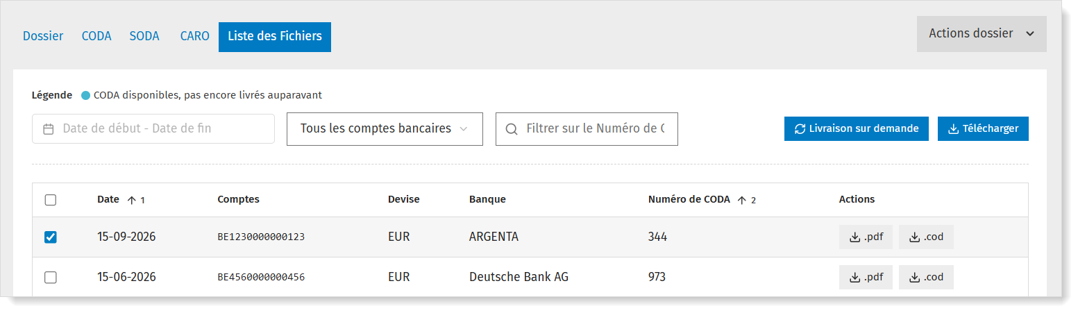 Liste des fichiers : aperçu
