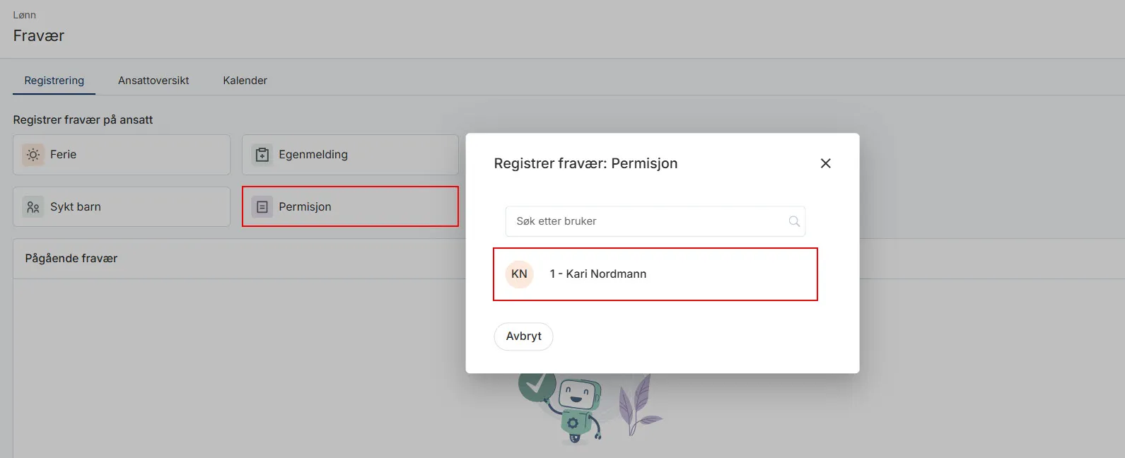 Registrering av fravær Permisjon 1.jpg Registrering av fravær Permisjon 1.jpg