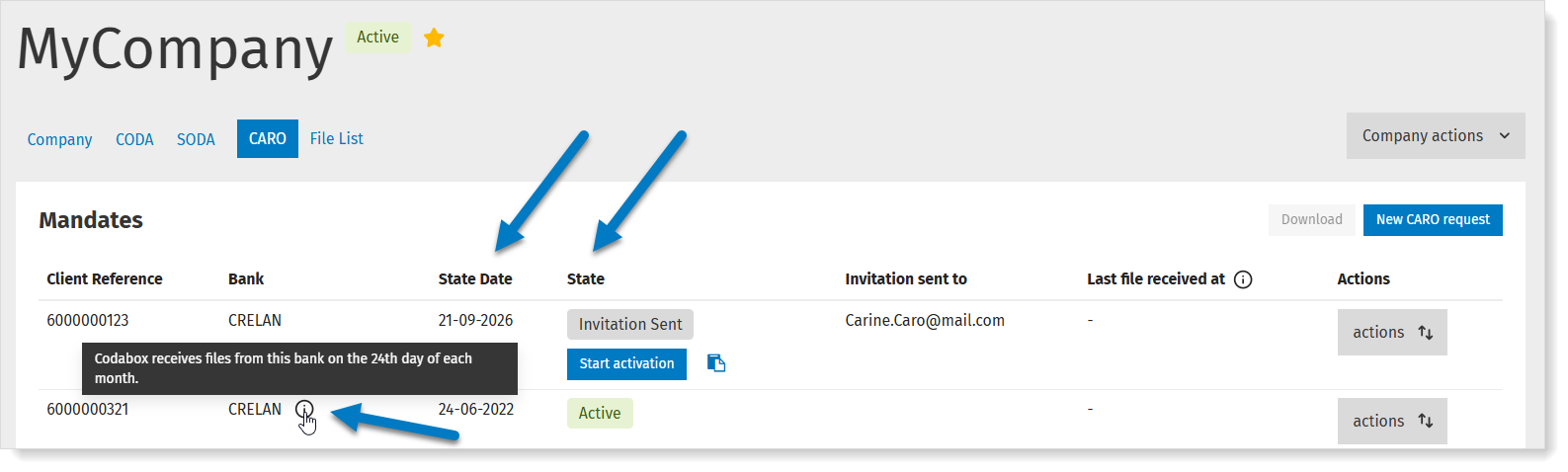 Check status of CARO order