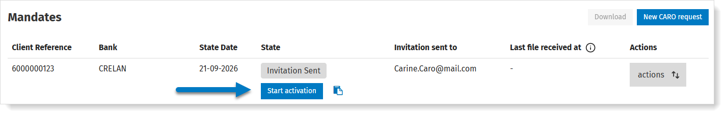 Activate CARO via the link