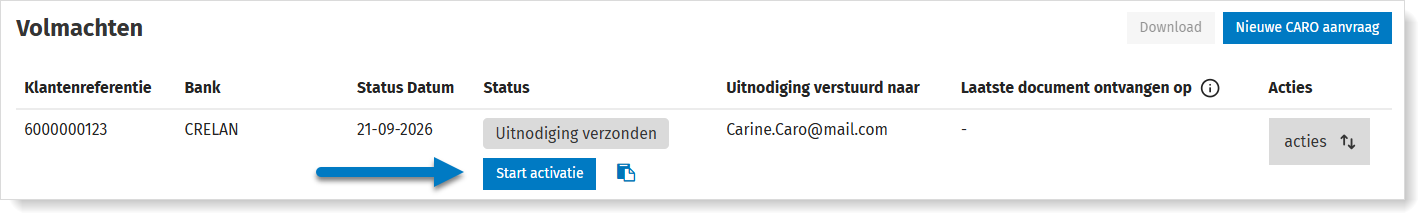 CARO activeren via link