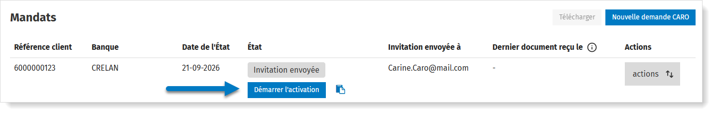 Activer CARO via le lien