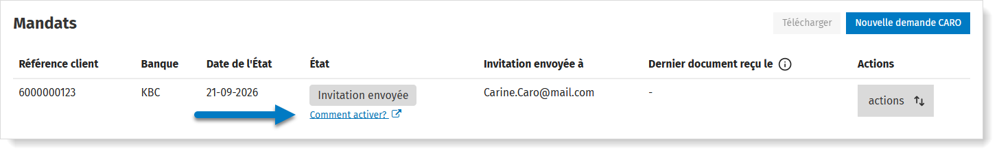 Activer CARO pour KBC: partager les instructions d'activation avec le titulaire de la carte