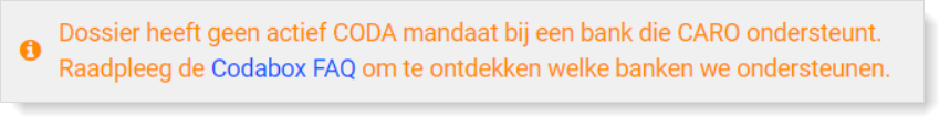 Foutboodschap: het dossier heeft geen CODA mandaat