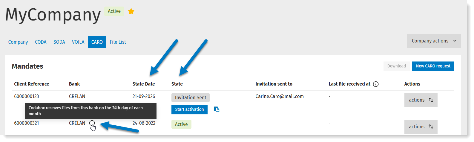 Check status of CARO orders