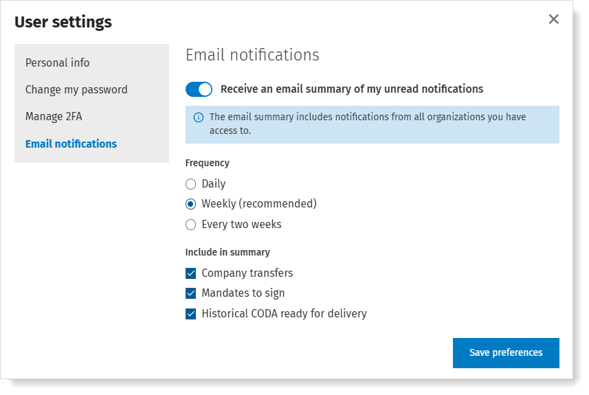 Email overview: set your preferences