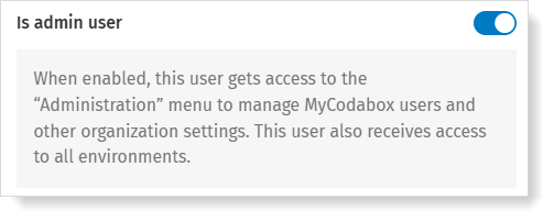 Activate the toggle to give Admin rights