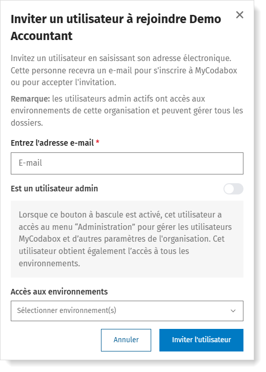 Inviter un collègue à MyCodabox