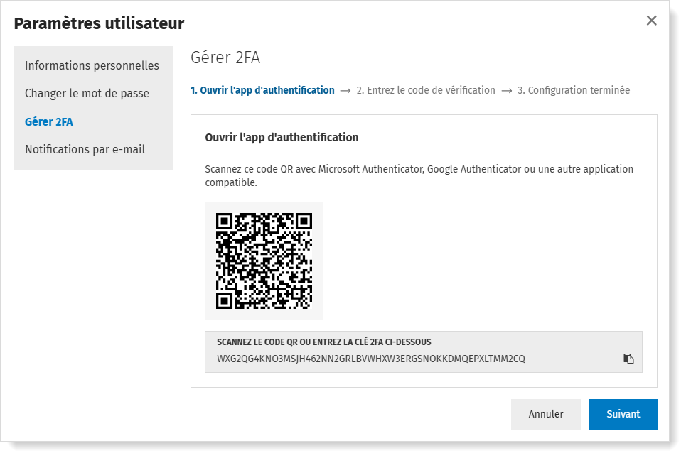 2FA inschakelen QR