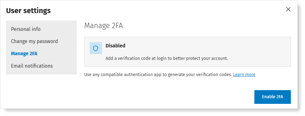Enable 2FA