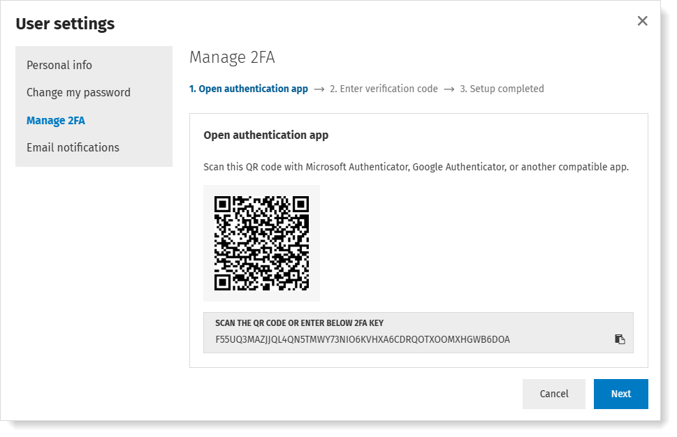 Enable 2FA QR