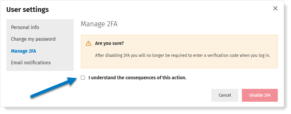 Disable 2FA password