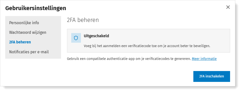 2FA inschakelen