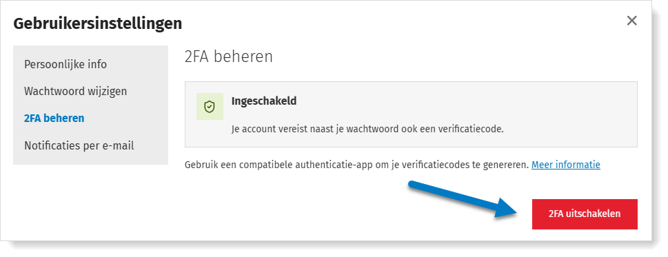 2FA uitschakelen