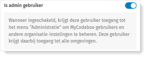 Activeer de schakelaar om admin-rechten te geven