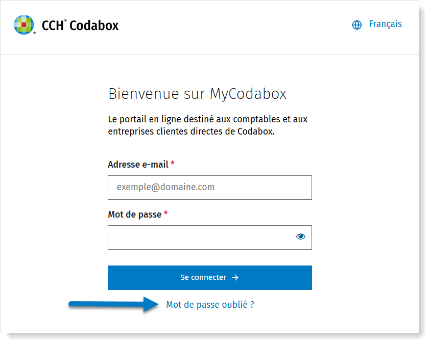 Mot de passe MyCodaBox oublié