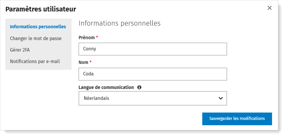 Changer votre nom ou langue dans MyCodabox