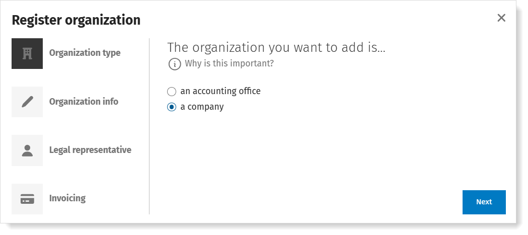 Register new organization