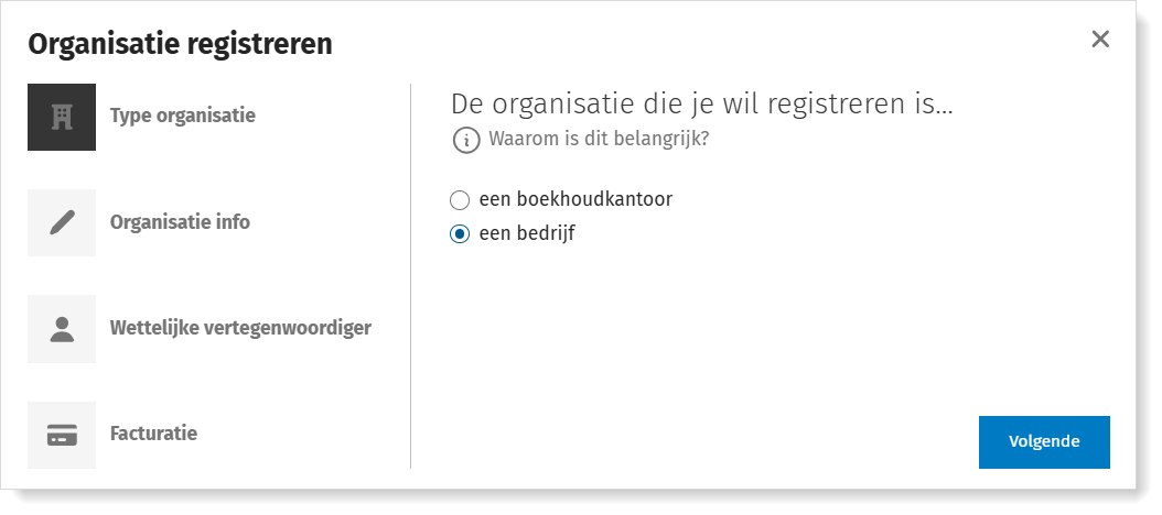 Gegevens nieuwe organisatie