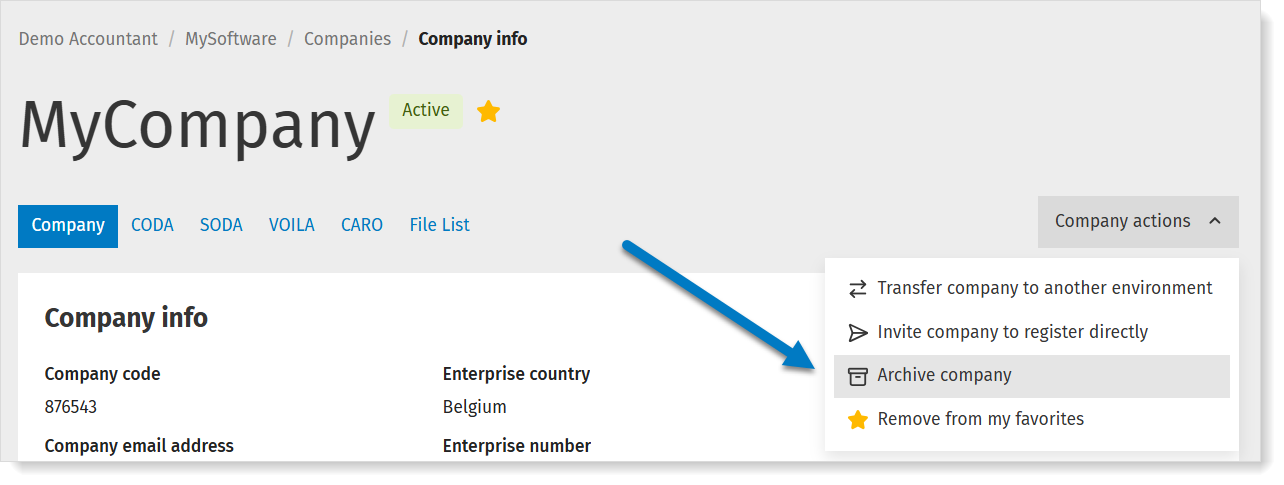 Archive company in MyCodabox