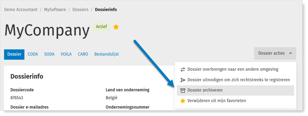 Een dossier archiveren