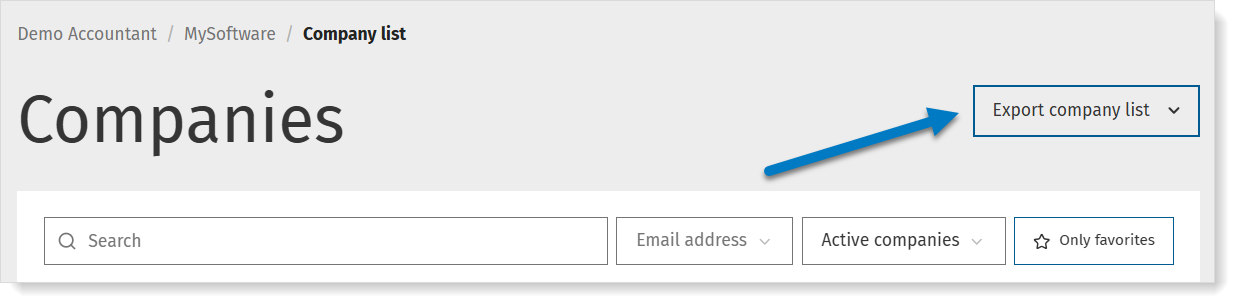 Export company list in MyCodaBox