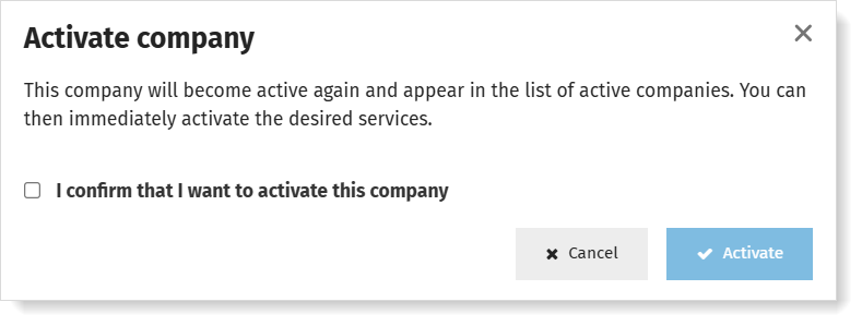 Activate an archived company