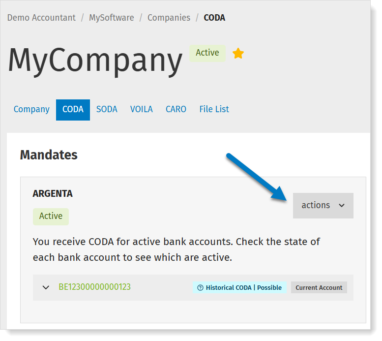 Archiving a CODA mandate via MyCodabox