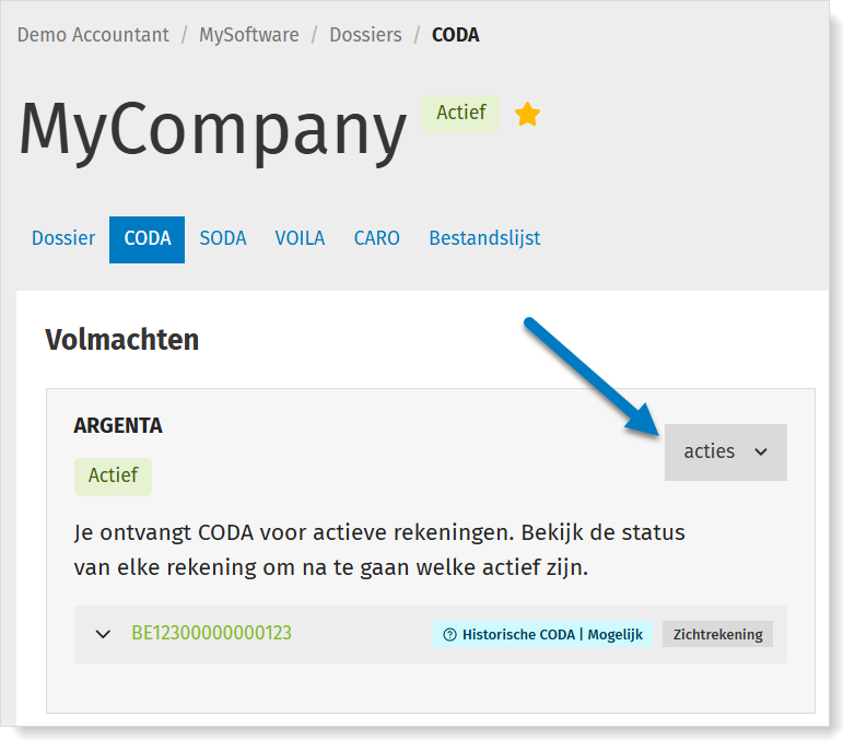 Een CODA-mandaat archiveren via MyCodabox