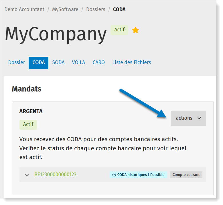 Archiver un mandat CODA via MyCodabox