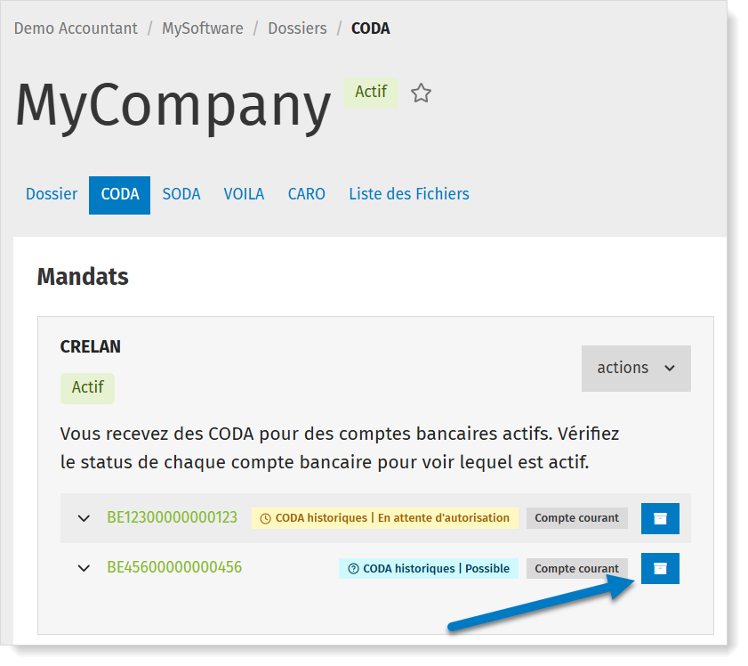 Archiver un compte via MyCodabox
